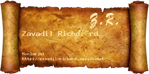 Zavadil Richárd névjegykártya